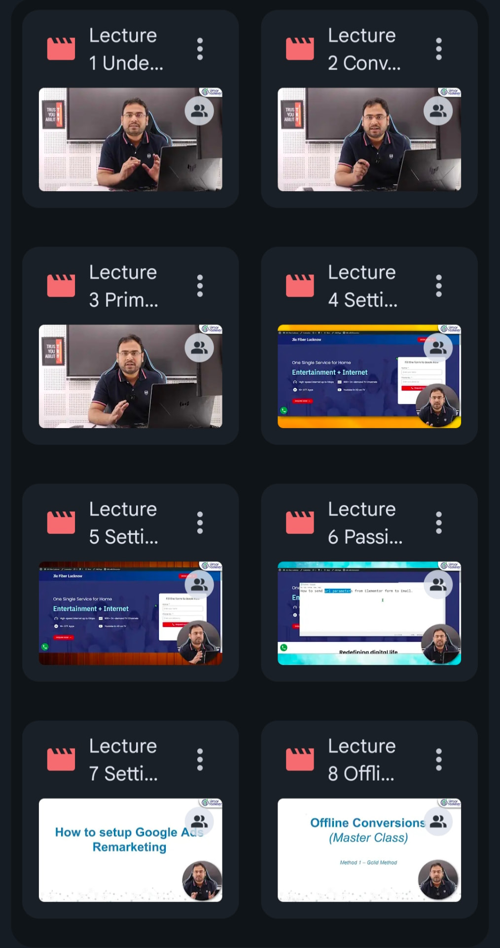 Google Ads lecture series inside the course